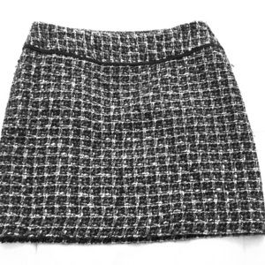 Black and white tweed mini skirt